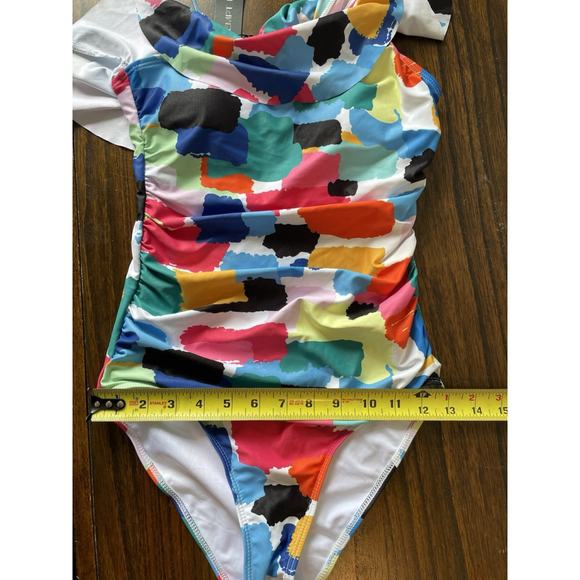 Tempt Me Women's One Shoulder Ruffle One Piece Swimsuit Multicolor Ex Small NWT - Picture 6 of 7